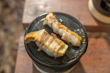 串焼きバーベキュー　Outdoor barbecue food on skewers