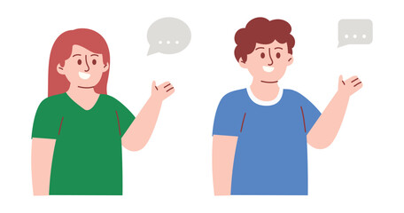 Obraz premium Woman and Man Talking Communication Concept Illustration