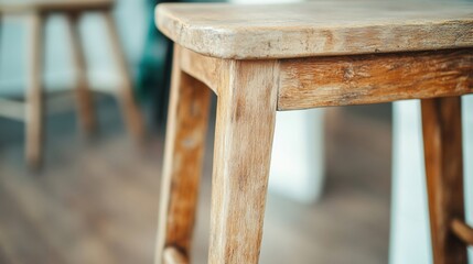 Crafted from wood, this vintage stool showcases a timeless design ideal for rustic decor and interior styling