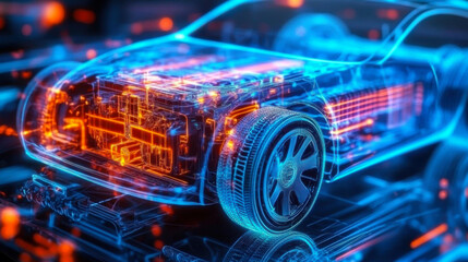 Dynamic graphic of thermal management in EV batteries.