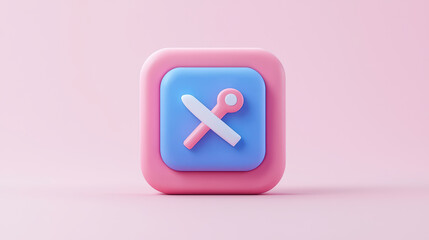 Obraz premium minimal pastel icon featuring knife and spoon on soft background