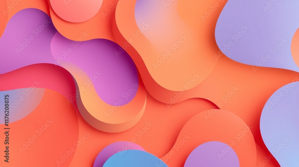 Poster bright and modern abstract background featuring floating colorful shapes and circles in dynamic grad