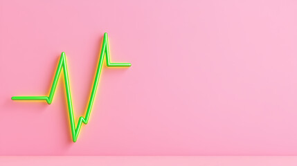 vibrant green heartbeat icon on pastel pink background, symbolizing life