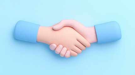 minimal pastel 3D icon of handshake symbolizing agreement and partnership