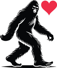 Bigfoot with heart vector