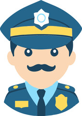 A friendly cartoon icon of a policeman in uniform.