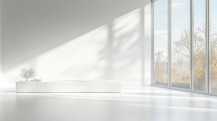 White Empty room and sofa big windows