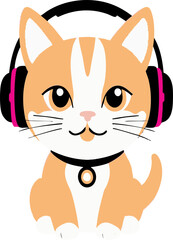 A fun and playful icon of a cartoon cat wearing headphones in a circular frame.