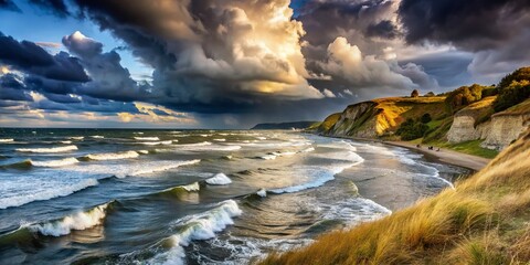 Fototapeta premium Dramatic Stormy Weather over Kap Arkona, Rügen Island, Baltic Sea
