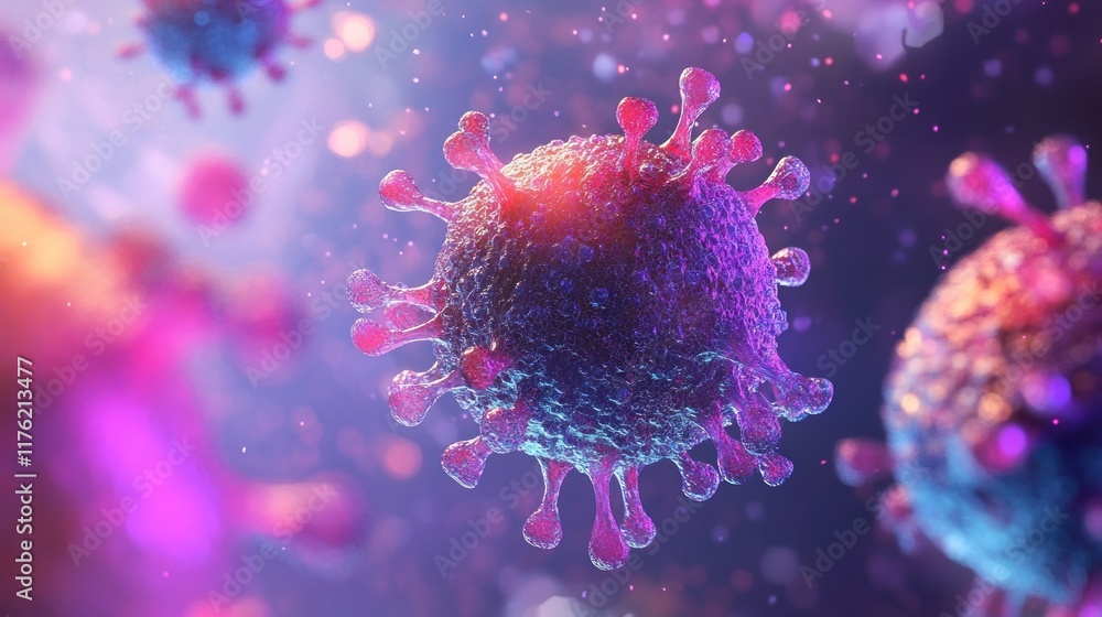Aufkleber microscopic view of coronavirus sars-cov-2 virus particle under a microscope