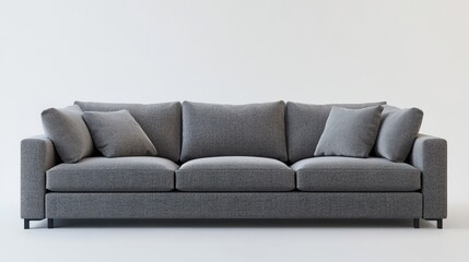 A gray couch with pillows on it