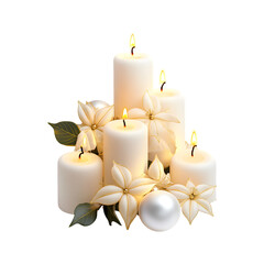 Candles light isolated on transparent background, cut out