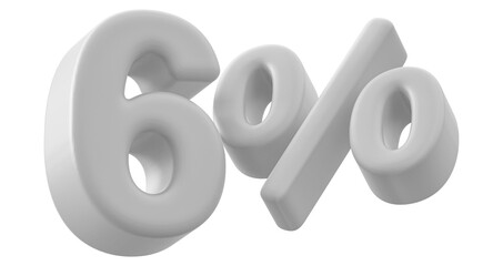 6 Percent Off Sale 3D White Number Promotion