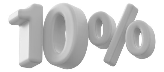 10 Percent Off Sale 3D White Number Promotion