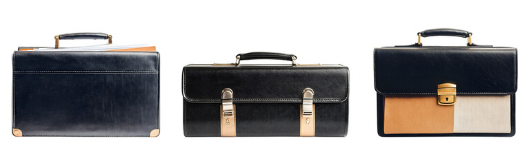 set of briefcase isolated on transparent background, cut out