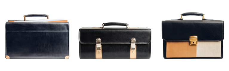 set of briefcase isolated on transparent background, cut out