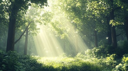 Sunbeams Dancing Through an Enchanting Forest