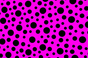 polka dots on a bright pink wallpaper. Background texture for festive events or invites. 