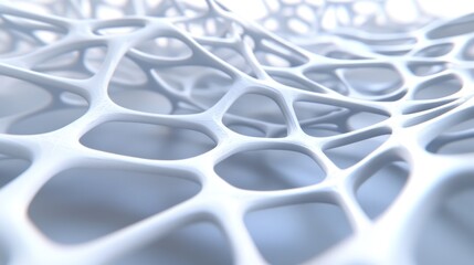 Fototapeta premium Abstract white mesh structure resembling a cellular network.