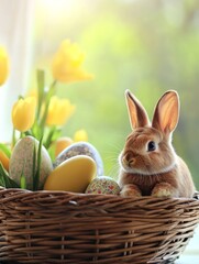 Easter rabbit in flowers