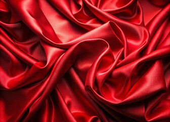 Obraz premium Elegant Red Satin Fabric Draped Background - Luxurious Texture Photography