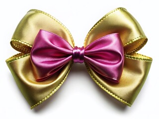 Elegant Satin Bow with Decorative Trim on White Background - Perfect for Gift Wrapping, Invitations, and Festive Designs