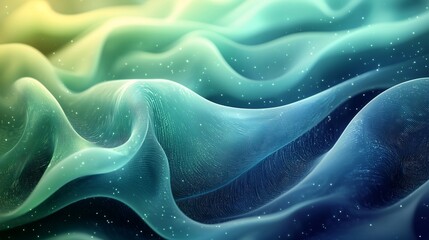 Obraz premium Abstract flowing fabric with teal, green, and blue gradient.