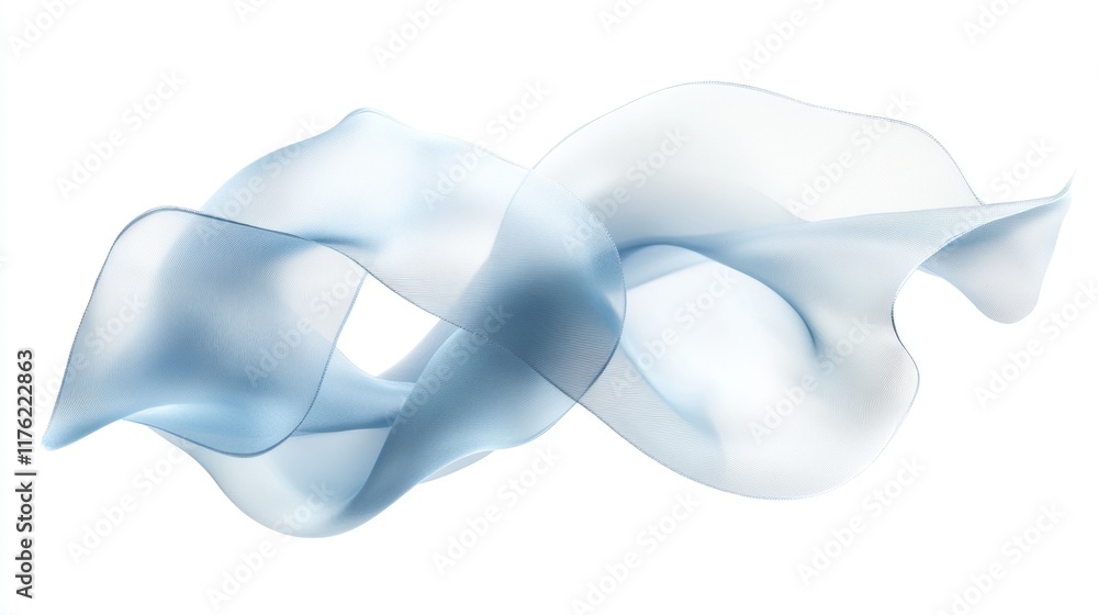 Poster abstract flowing design with soft blue waves and delicate transparency showcasing movement and elega