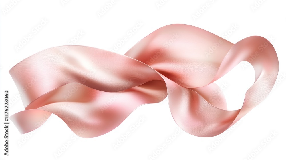 Poster elegant flowing satin ribbon in soft pink hues creating a dynamic and graceful visual composition su