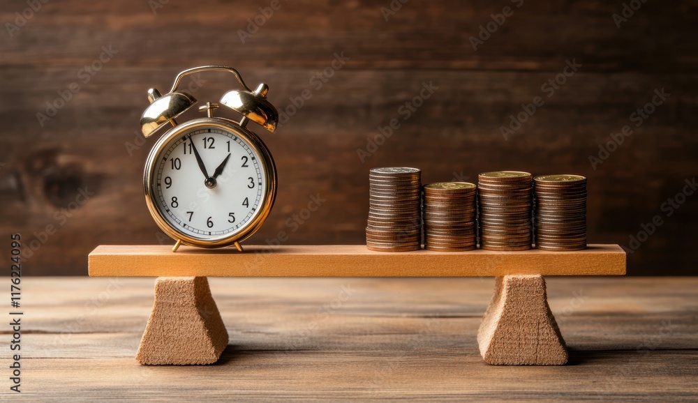 Poster balancing time and money a visual representation of value business environment conceptual analysis