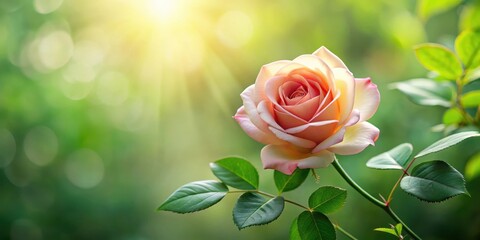 Delicate rose flower with lush green leaves and intricate stem arrangement , nature, flower,  nature, flower, botanical