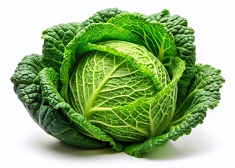 Obraz premium Fresh Green Pointed Cabbage Isolated on White Background - High-Resolution Stock Photo