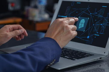 The online security locking system utilizes fingerprint scanning, providing a secure and convenient way to protect user access