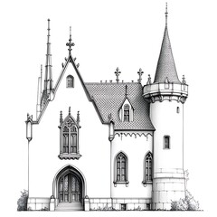 Fototapeta premium Architectural Illustration of a Fairytale Castle with Gothic Details.