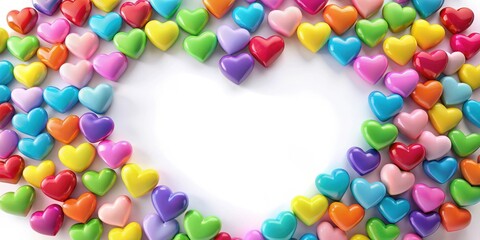 Obraz premium Colorful heart shapes isolated on a white background with gentle gradient and soft focus effect, pattern, love, pattern