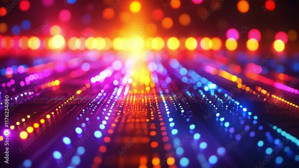 Poster neon lights: a mesmerizing abstract background of vibrant neon lights, bursting with energy and colo