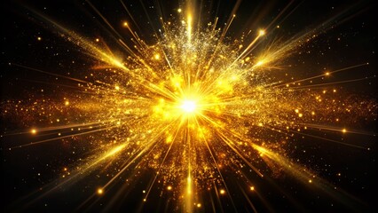 Naklejka premium Golden Particle Explosion: 4K VFX Shockwave Overlay - Motion Graphics