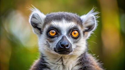 Obraz premium A lemur with a comical expression, showcasing its large eyes that seem to be staring directly at something far away , close up, facial expression