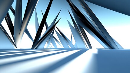 Obraz premium Abstract landscape with sharp, angular shapes and dramatic lighting.