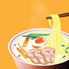 noodle ramen chinese soup food vector asian bowl japanese logo japan icon restaurant illustration background pasta menu china cuisine dish doodle instant line sketch korean rice poster drawn asia meal