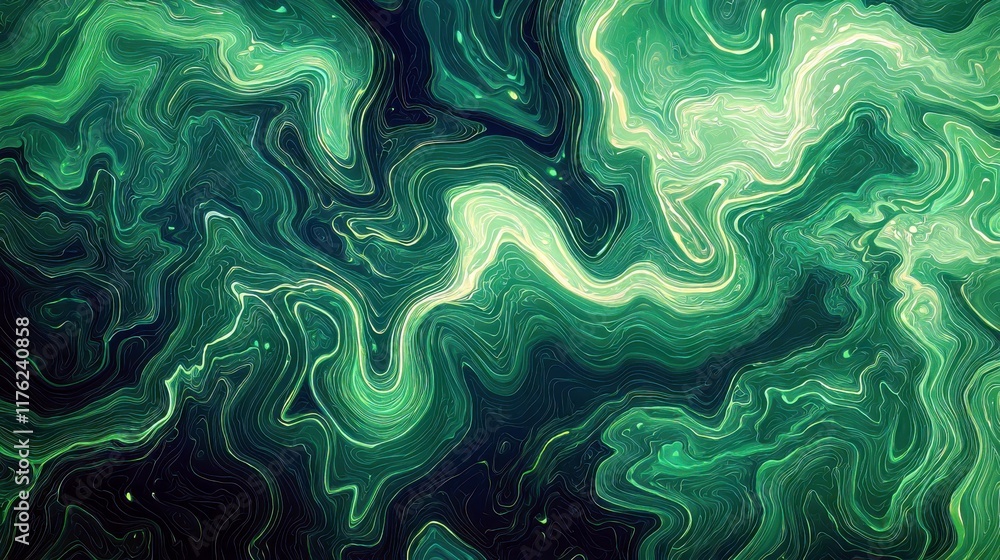 Aufkleber abstract swirls of green and black colors creating a mesmerizing fluid art design for backgrounds an