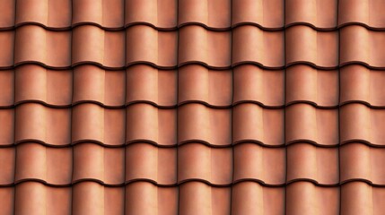 Close-up view of interlocking terracotta roof tiles.