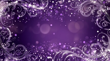 Purple Background With Sparkling Floral Design