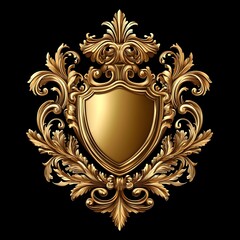 Golden Baroque shield elements artistic illustration perfect for vintage decorative design