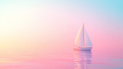 Obraz premium A serene sailboat gliding on calm waters at sunset.