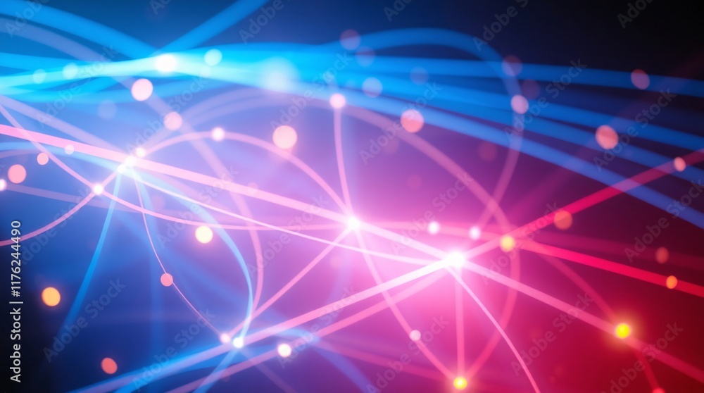 Poster bright and dynamic abstract image featuring colorful light trails and glowing vivid patterns, futuri
