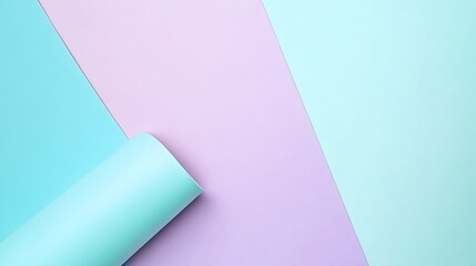 Pastel paper background with curled teal sheet