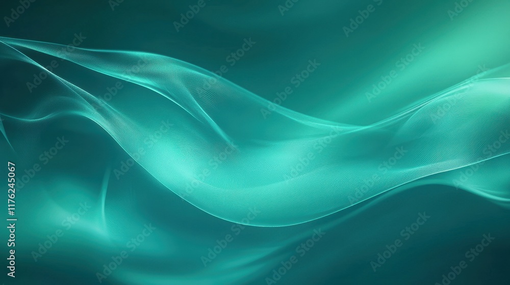 Poster abstract teal wave background image. ideal for websites, presentations, or adding a serene, flowing 