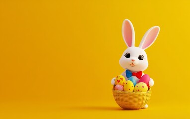 Cheerful Bunny Character Wearing Colorful Bowtie