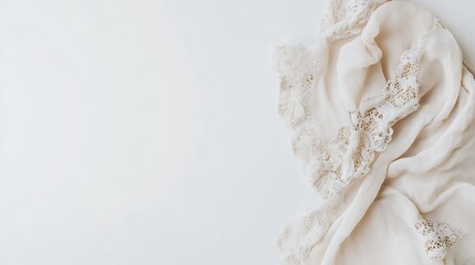 Obraz premium Elegant Beige Fabric With Delicate Lace Detailing